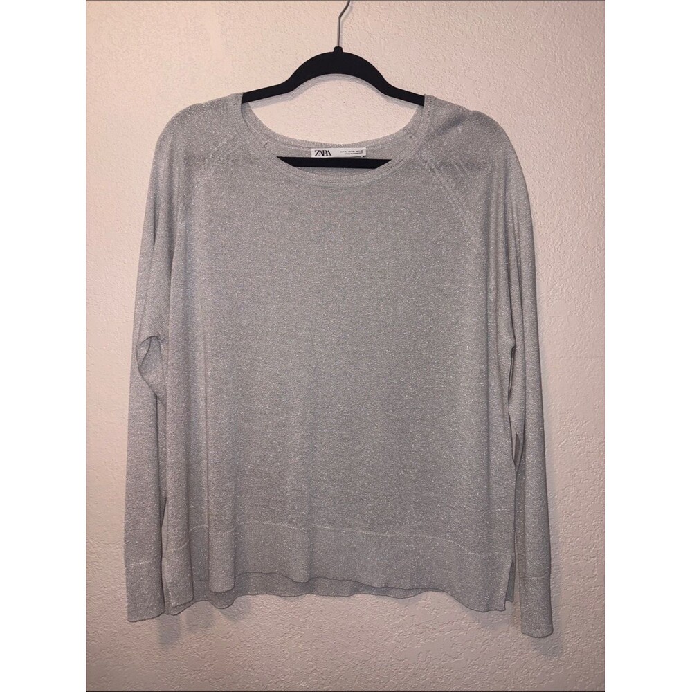 Zara silver metalic light weight sweater size XL